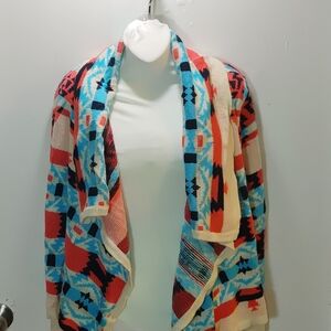 Moon Collection Womens L Aztec Tribal Cardigan Open Drape Southwestern Sweater
